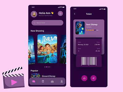 Booking Tickets App - Cinema & Movie app design cinema design figma iosapp mobile app mobile app design mobile ui movie app product design tickets ui uiuxdesign upl uplabs