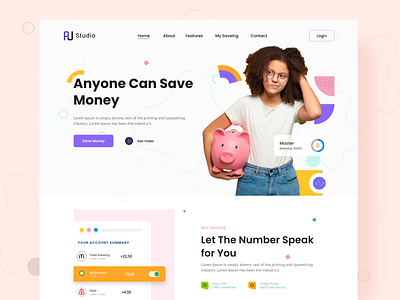 Header Exploration - Money Saving Landing Page bank credit card finance header interface landing page management money money saveing landing page online payment save money uidesign website