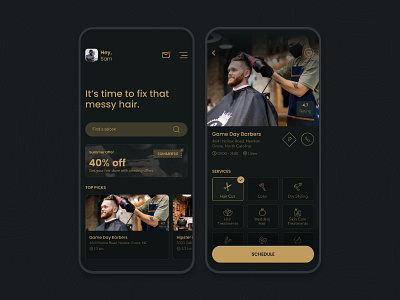 Salon App Booking App barber barber shop app barbershop beard booking app hair care hair salon hair style hair stylist haircut haircut app hairdresser mobile mobile app mobileui salon ui