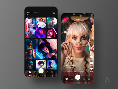 🎥 Social Video App - Dark Version app branding dark design illustration live logo media social social network trend ui uidesign uiux userinterface ux video video app virals