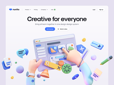 Nunito – 3D illustration + Hero header 3d 3d hand 3d icon 3d illustration c4d cartoon 3d clean clean 3d clean illustration clean ui illustration isometric minimal render ui ui design ui icon ux ux design web design