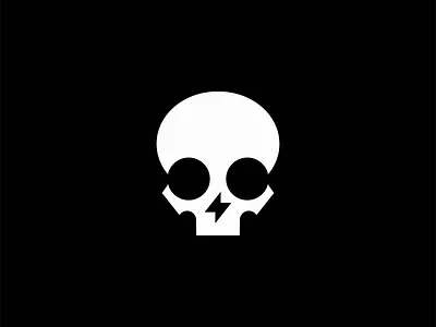 Skull And Lightning Bolt Logo bolt bones branding death design emblem icon identity illustration light lightning logo mark minimalist modern skeleton skull spark symbol vector