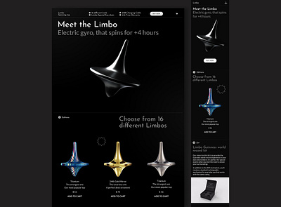 Landing page for infinite spinning top design figma landing page ui ui ux web design