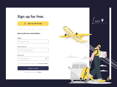 Travel sign up page 001 dailyui travel travel page ui ui design uidesign uiux ux web design