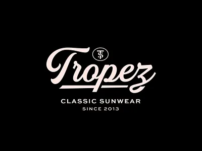 Tropez Sunwear brand branding classic design france illustration illustrator lettering logo logomark monogram script summer sunglasses sunwear tropez type typography vector