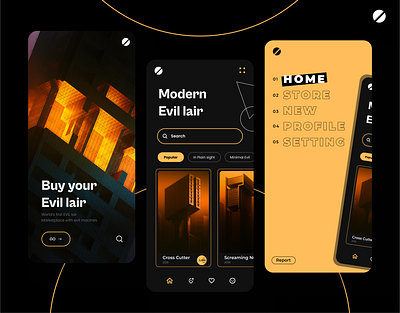 Evil lair store app app ui beautidul branding dark design ecommerce evil illustration lair logo minimal mobile mobile ui shop ui ux vector web website