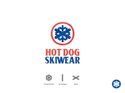 Hot Dog Skiwear freestyle logo logomark logos logotype mark ski skiing skis snowflake