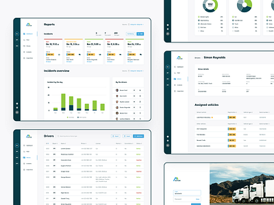 Autium - Dashboard screens admin bar chart calendar cars charts dashboard data drivers filters fleet lists management navigation pie chart saas stats table web web app