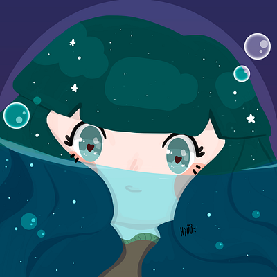 Underwater adobe photoshop digital art icon illustration kawaii art