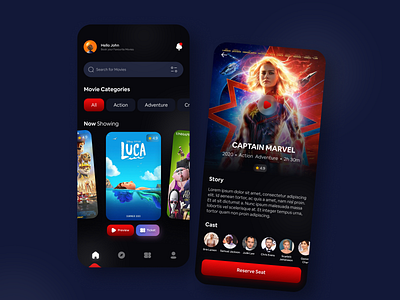 Movie App app design booking cinema cinema app clean ui film icon movie ticket uiux vector