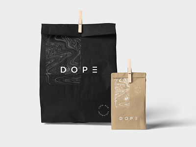 Dope Paper Bag Design brand brand and identity brand guideline brand identity branding coffee dope food bag illustration label label design luxury marble minimalist packaging packaging design paper bag paper bag design paper food pattern