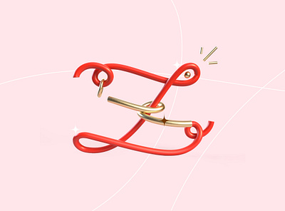 36 days of type - Z ! 36days z 36daysoftype 3d cinema4d design gold graphisme illustration letter line modeling nft octane red render type typography work z