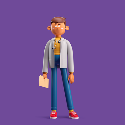 DOCTOR 3d c4d character doc doctor illustration octane render vet