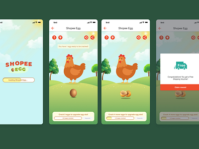 Shopee Egg Game animation app design game illustration landing page mobile page shopee shopee farm ui ux