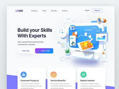 Profitly Website Concept 3d concept design illustration landing page profitly ui web