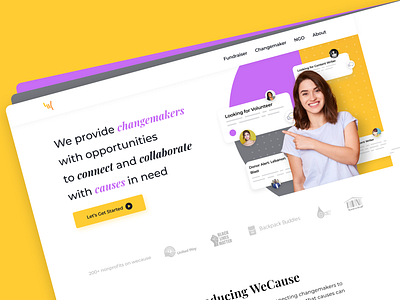 WeCause Hero Section branding causes clean ui design donate donation graphic design hero hero section ngo non profit ui ux volunteering volunteers website design