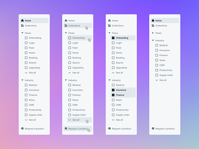 Klues - Sidebar app filters hover interactions klues sidebar ui ux web app