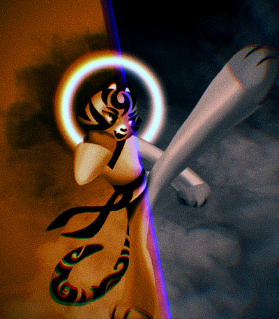 Light Effect on Tiger (New to Retro) 3d graphic design logo