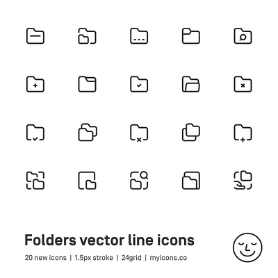 Myicons✨ — Folders vector line icons pack essential icons figma icons icon design icon pack icons icons design icons pack interface icons line icons sketch icons ui ui design ui designer ui icons ui kit ui pack ui set web design web designer web ui