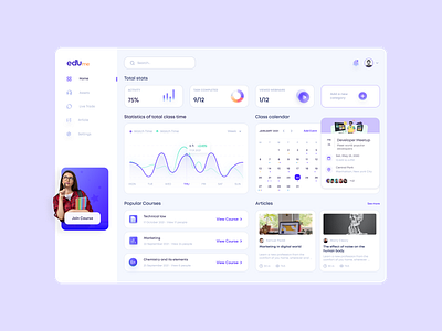 EduMe - student's educational dashboard branding dashboard design education interface learning logo online education onlinecourses progress control schoolar student study teachers dashboard ui ux web web education web interface