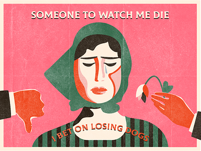 I Bet On Losing Dogs arms die dogs flower girl graphic design hands illustration minimal mitski music pink poster puberty sad vintage woman