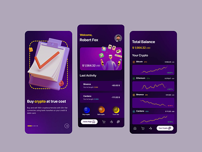 Ucrypto App 3d animation bitcoin block chain blockchain crypto crypto currency cryptocurrency finance illustration mobile app ui ux