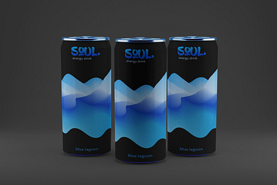 Soul energy drink - blue lagoon taste branding design graphic design logo package print