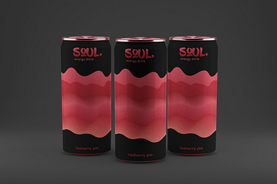 Soul energy drink - rasberry taste branding design graphic design logo package print