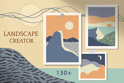 Landscape creator branding design flat graphic design illustration illustrator landscape logo minimal seamless pattern vector wrapping