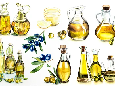 Watercolor illustrations for design "Olives" apparel graphics design design fabric design wallpaper fabric design fabric pattern fabric print illustration pattern for fabric pattern for wallpaper print design seamless pattern surface design watercolor