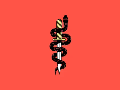 🐍 🗡 branding dagger design flash flat illustration logo snake tattoo vector