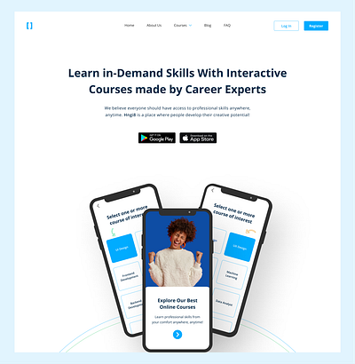 Learning Application Website Design career course education figma landing page design learning application minimalism skills ui user experience design user interface design website design