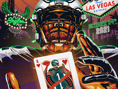 Eagles vs. Raiders animation cards casino desert eagles football gambling illustration las vegas neon nfl philadelphia poster raiders signs social type