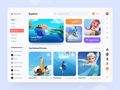 Watcha Movie Streaming 3d animation branding clean colorful dailyui design illustration logo minimal mobile app movie streaming trends ui ui design ux