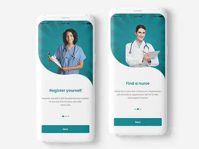 Nurse App Onboarding Screens app onboarding design doctor app doctor app onboarding minimalist mobile app mockup nurse app nurse app onboarding nurse onboarding onboarding onboarding screens ui design uidesign uiux