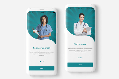 Nurse App Onboarding Screens app onboarding design doctor app doctor app onboarding minimalist mobile app mockup nurse app nurse app onboarding nurse onboarding onboarding onboarding screens ui design uidesign uiux