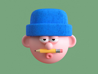 Idea Man 3d andras csuka avatar beenie cartoon character cinema4d creative digital art hipster illustration pencil portrait