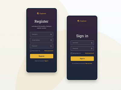 Sign up|Sign in pages. design ui web