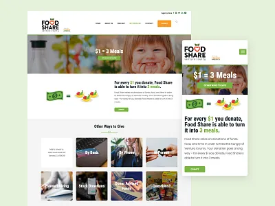 Food Share | Nonprofit: Ways to Give Page branding design food bank food share giving graphic design mockup nonprofit organization typography ui ux ways to give web design website