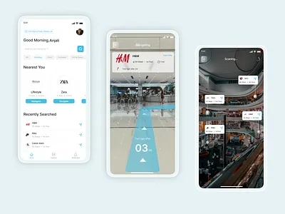 AR(Augmented Reality) Mall Navigation App UI 3d animation app design ar ar app ar app design augmented reality daily ui design guide malls mobile app motion navigation app shops ui ui ux uidesign uiuxdesign ux