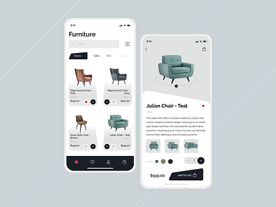 Furniture App appdesign design e commerce figma furniture interior mobiledesign uiuxdesign