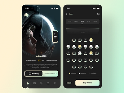 Cinema App app booking branding cinema cinema app clean daily ui design designer icon interface minimal mobile mobile ui movie movie app movies ticket booking typography ui