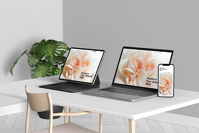 Multi Device Responsive Screen Mockup abstract clean device display laptop mac macbook mockup multi device phone phone mockup presentation realistic realististic responsive simple smartphone tablet theme website