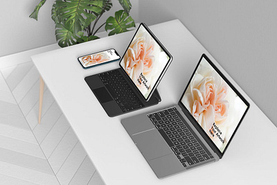 Multi Device Responsive Screen Mockup abstract clean device display laptop mac macbook mockup multi device phone phone mockup presentation realistic realististic responsive simple smartphone tablet ui website