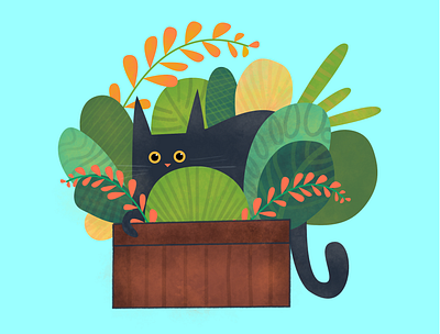 Cat in a Pot affinity designer illustration