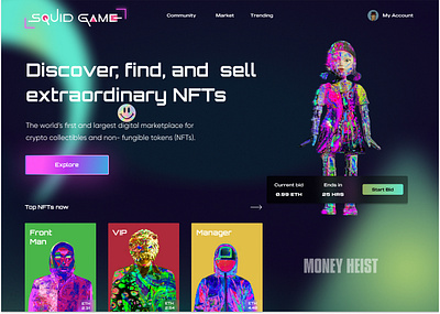 NFT Landing Page Design app branding design illustration land logo typography ui ui ux ux