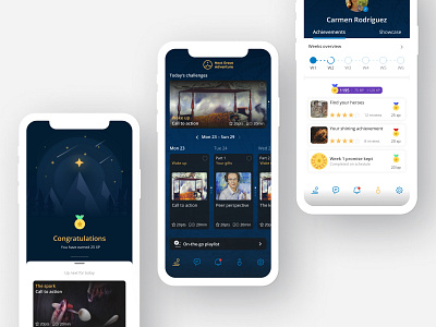 NGA activity app blue challenges design illustration mindfulness mobile app mountains ui ux uxui website