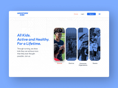 Marathon Kids activity app blue design education health illustration marathin kids nike running school ui ux uxui website