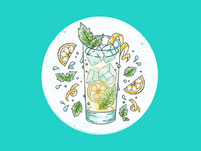 South Side Sippin' cocktail cocktails digital illustration drink food illustration happy hour illustration ipad pro lemon procreate south side south side cocktail southside cocktail