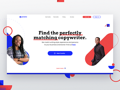 Penwise branding color color palette design illustration landing page ui